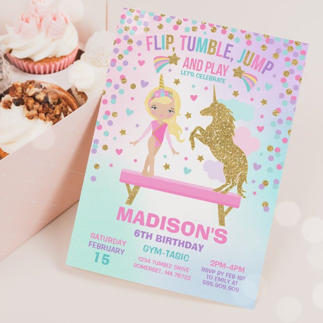 Gymnastik Einladung Unicorn Gymnastik Party (Von Creator hochgeladen)