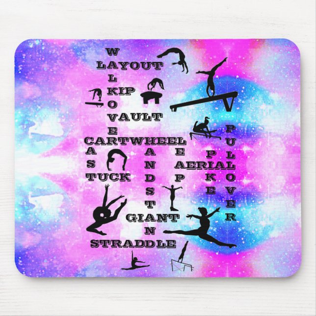 Gymnastik Fähigkeiten Hologram Crossword Mousepad (Vorne)
