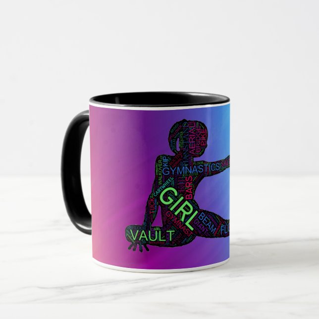 Gymnastik Farben Word Art Tasse (Vorderseite Links)