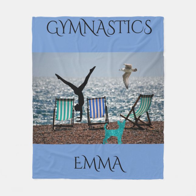 Gymnastik Fleecedecke mit personalisiertem Namen. (Vorderseite)