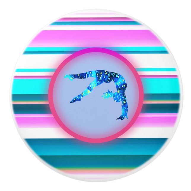 Gymnastik für Mädchen, Power Tumbling, Handspring Keramikknauf (Vorderseite)