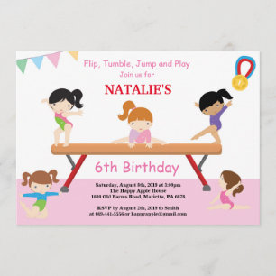 Gymnastik Geburtstag Einladung Pink Gym Party