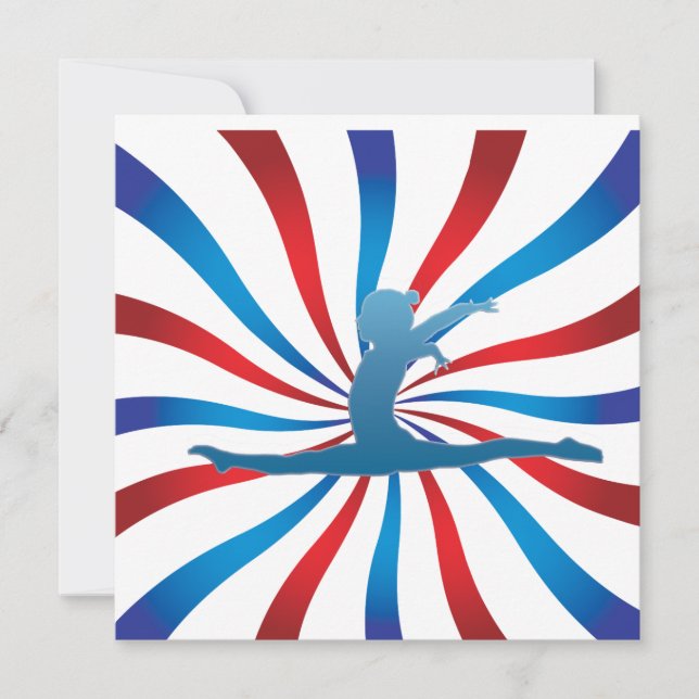 Gymnastik-Geburtstags-Party Einladungen (Vorderseite)