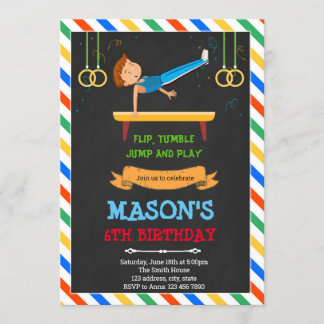 Gymnastik-Geburtstagsparty Einladung