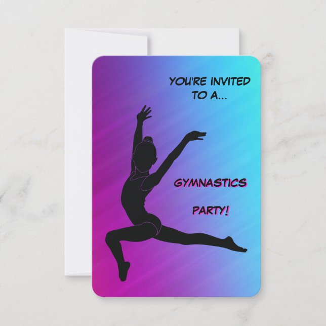 Gymnastik Girl Geburtstagsparty Einladung (Vorderseite)