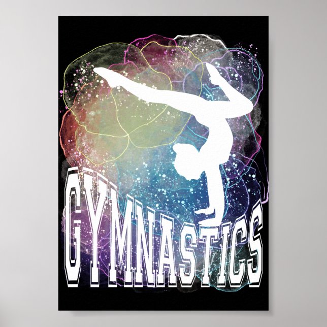 Gymnastik Girl Handstand Wasserfarbe Poster (Vorne)