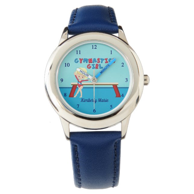 Gymnastik Girl Hübsches Kinderspiel Armbanduhr (Vorderseite)