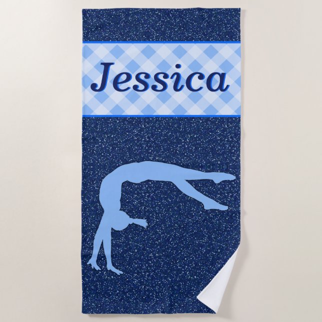 Gymnastik Girl Light Blue Dark Blue Strandtuch (Vorderseite)