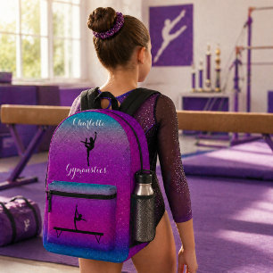 Gymnastik Girl Lila Blue Ombre Bedruckter Rucksack
