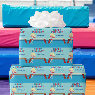Gymnastik Girl Niedlich Blonde Gymnast Glückwunsch Geschenkpapier