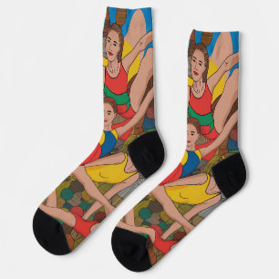 Gymnastik Girls Acro Dancers buntes Muster Socken