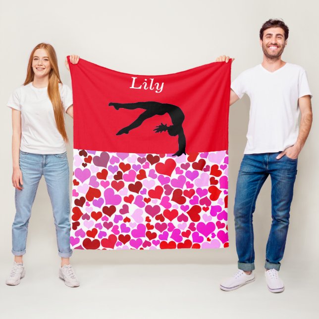 Gymnastik Girls Valentine's Hearts Fleece Blanket (Beispiel)