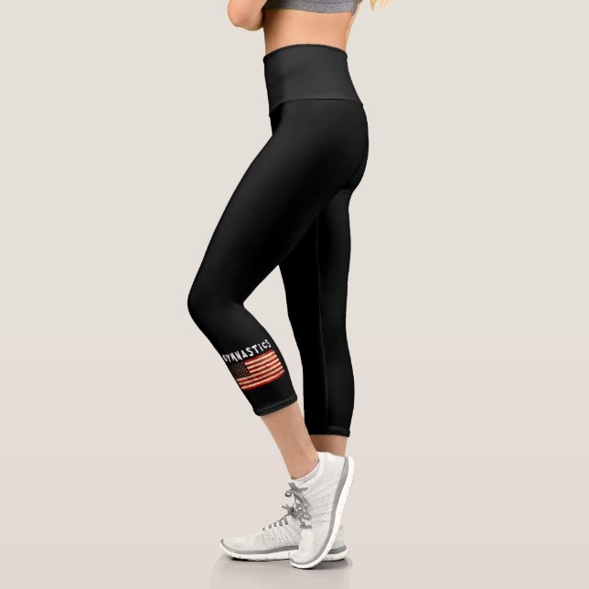 Gymnastik Grunge American USA Flag Capri Leggings (Links)