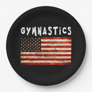 Gymnastik Grunge American USA Flag Pappteller