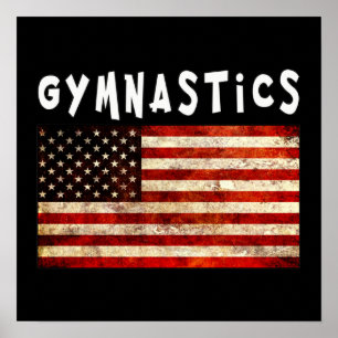 Gymnastik Grunge American USA Flag Poster