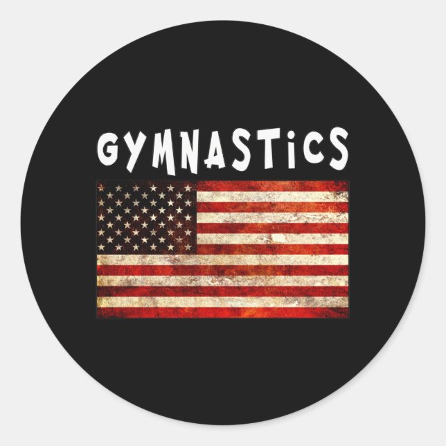 Gymnastik Grunge American USA Flag Runder Aufkleber (Vorderseite)