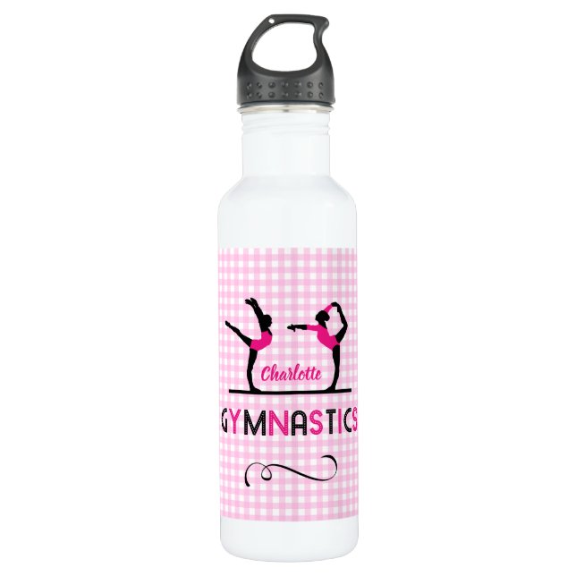 Gymnastik Gymnast Figuren Niedlich Rosa Personalis Edelstahlflasche (Vorderseite)