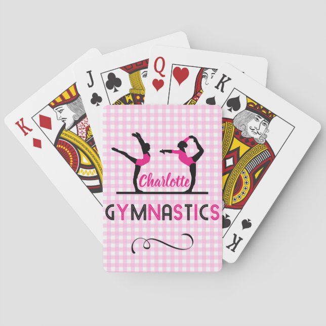 Gymnastik Gymnast Figuren Niedlich Rosa Personalis Spielkarten (Rückseite)