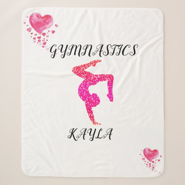 Gymnastik Gymnast & Herz personalisierte Decke. Sherpadecke (Vorderseite)