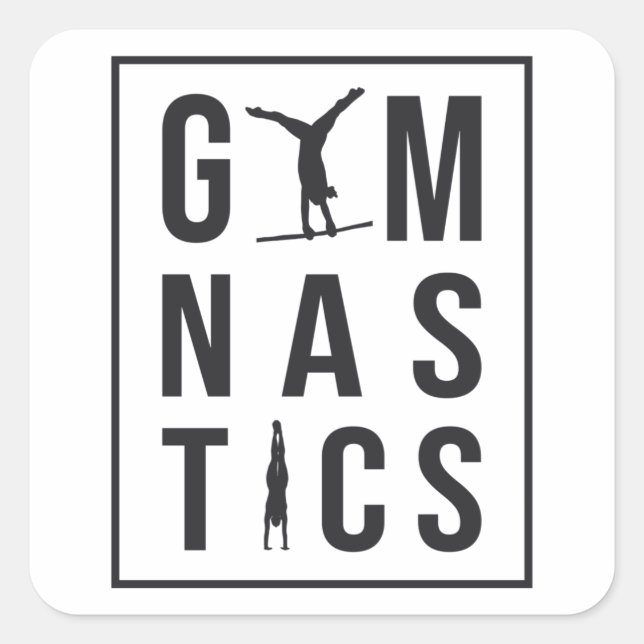 Gymnastik Gymnast Unven Bars Hopper Acrobat Mat Quadratischer Aufkleber (Vorderseite)