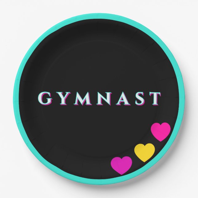 Gymnastik Gymnastik Gymnastik Herz Pappteller (Vorderseite)