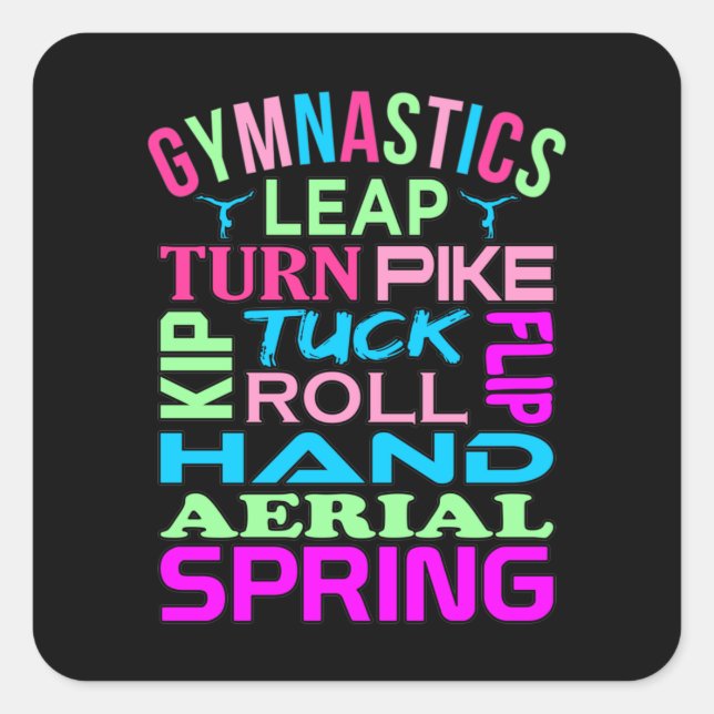 Gymnastik Gymnastik Gymnastik Quadratischer Aufkleber (Vorderseite)
