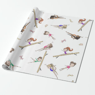 Gymnastik Gymnastik Pink Lila Regenbogenmuster Geschenkpapier