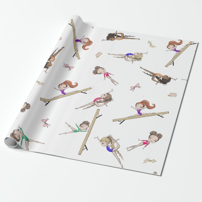 Gymnastik Gymnastik Pink Lila Regenbogenmuster Geschenkpapier (Ungerollt)