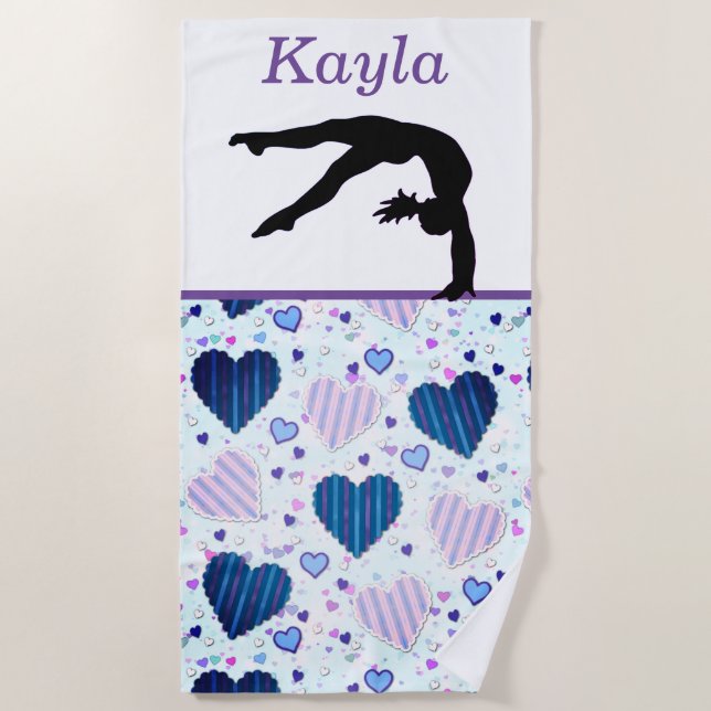 Gymnastik Handspring Over Hearts Beach Handtuch (Vorderseite)