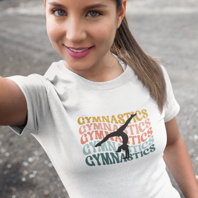 Gymnastik Handstand Retro Wave Typografie T-Shirt (Von Creator hochgeladen)