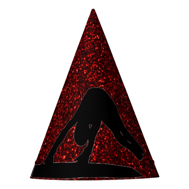 Gymnastik "Happy Birthday" Red Sparkle Vault Partyhütchen (Vorderseite)
