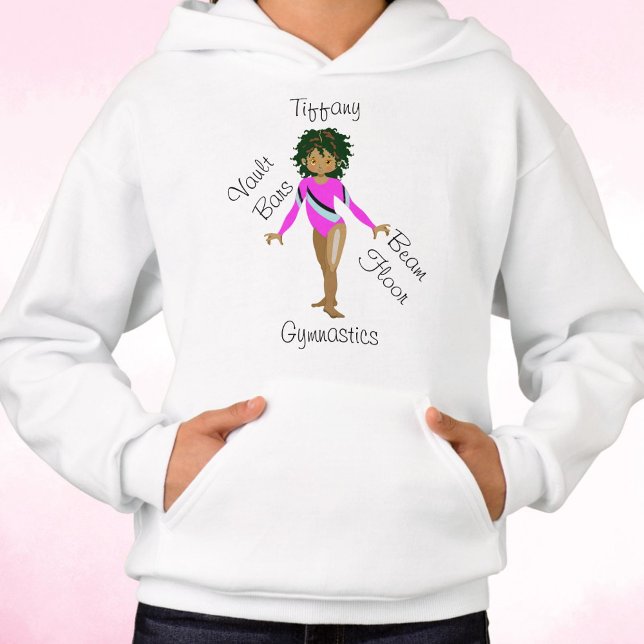 Gymnastik Hispanic, braune Augen, Fuchsia Leotard Hoodie (Von Creator hochgeladen)