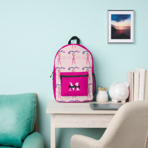 Gymnastik Hot Pink Hula Hoopgirl Monogram Bedruckter Rucksack