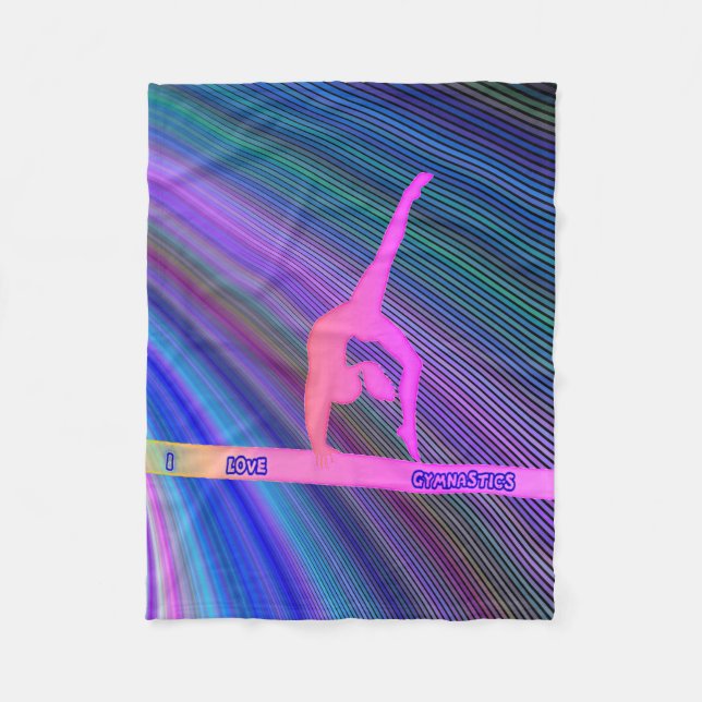 Gymnastik "I Liebe Gymnastik" Fleece Decke. (Vorderseite)