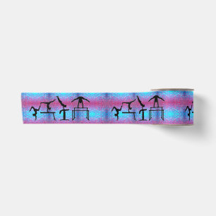 Gymnastik in Rosa und Blau Satinband
