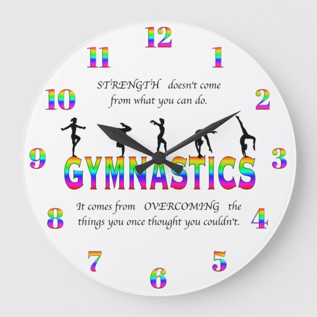 Gymnastik Inspiration Zitat Große Wanduhr (Vorderseite)