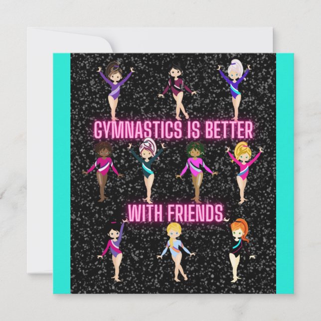 Gymnastik ist besser mit Freunden dunklen Sparkels Karte (Vorderseite)