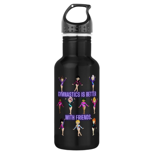 Gymnastik ist besser mit Freunden Edelstahlflasche (Vorderseite)