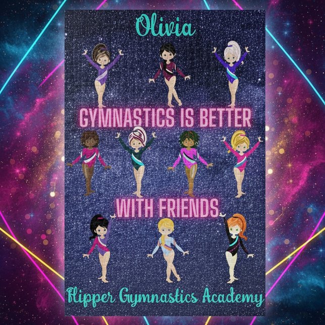 Gymnastik ist besser mit Freunden Personalisiert (Personalized 'Gymnastics Is Better With Friends' Puzzle - Custom Name of Gymnast & Academy Gift)