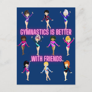 Gymnastik ist besser mit Freunden Postkarte