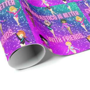 Gymnastik ist besser mit Freunden Super Sparkle Geschenkpapier
