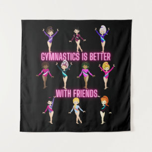 Gymnastik ist besser mit Freunden Wandteppich