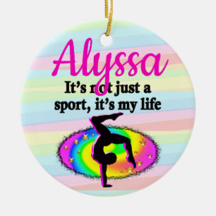 GYMNASTIK IST MEIN LEBEN KERAMIK ORNAMENT