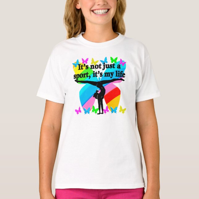 GYMNASTIK IST MEIN LEBENSRAINBOW-DESIGN T-Shirt (Vorderseite)