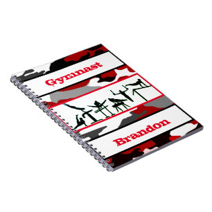 Gymnastik Jungen Rot, Schwarz, Weiß Gymnast Camouf Notizblock
