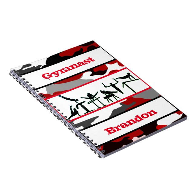 Gymnastik Jungen Rot, Schwarz, Weiß Gymnast Camouf Notizblock (Rechte Seite)