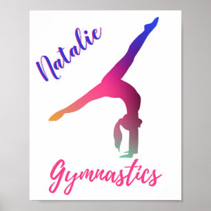 Gymnastik Kickover Pink Lila Personalisiert Poster