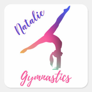 Gymnastik Kickover Pink Lila Personalisiert Quadratischer Aufkleber