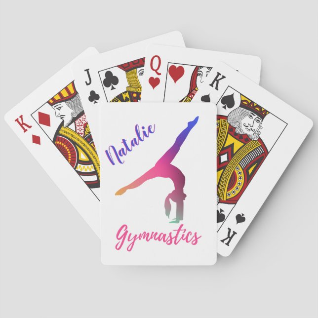 Gymnastik Kickover Pink Lila Personalisiert Spielkarten (Rückseite)