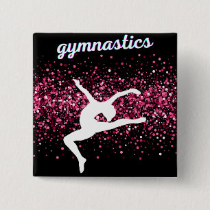 Gymnastik Leap Pink Glitzer Button